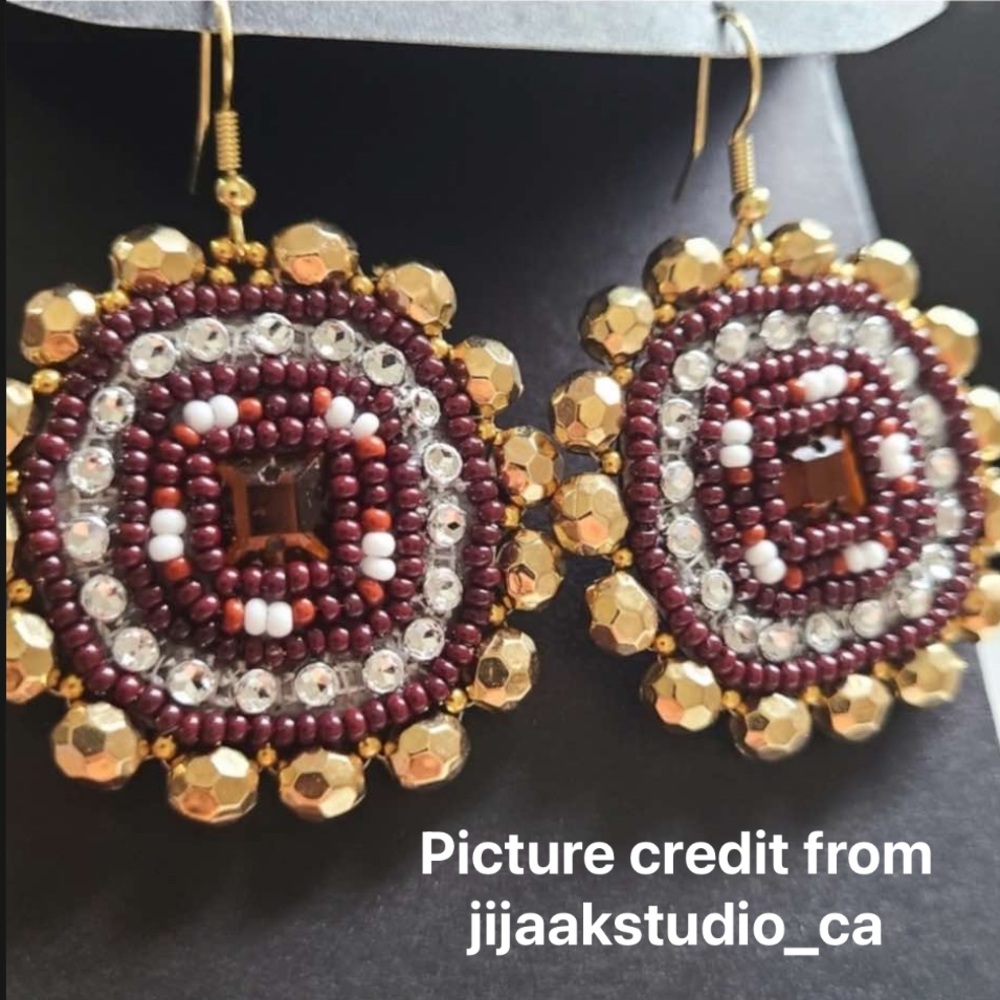 Large Brown Bohemian Bead Native American Earrings | Statement
